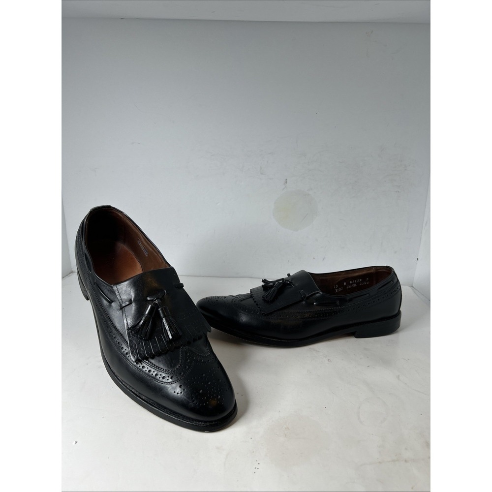 Allen‎ Edmonds Size 13 B Black Leather Arlington Wingtip Kiltie Tassel Loafers
